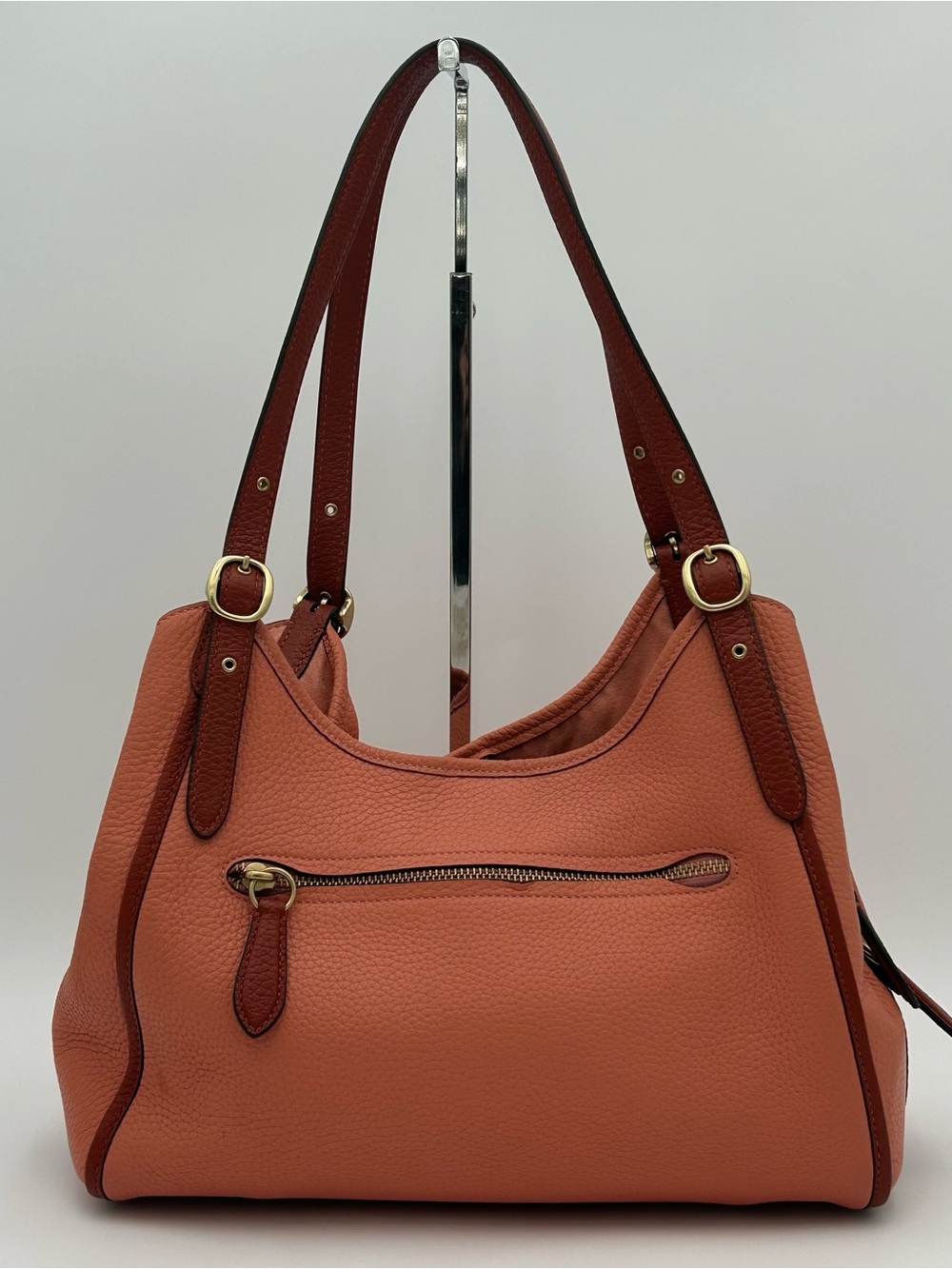 Coach Pebbled Leather Peach Lori Tote - Picture 3 of 16